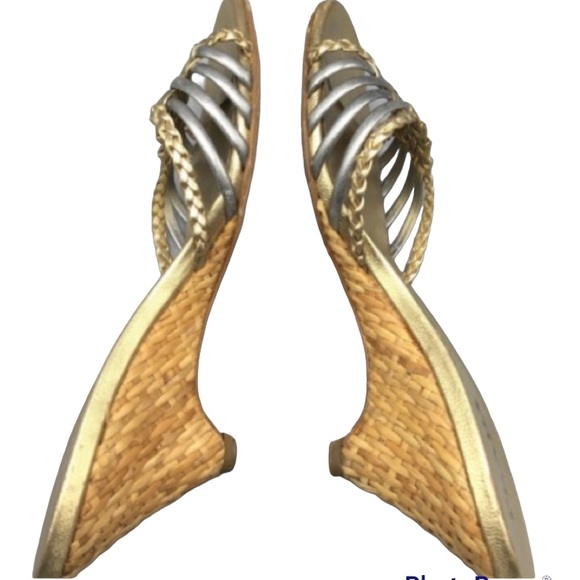 PRADA Gold/Silver Woven Sandals Size 7 - Picture 4 of 8